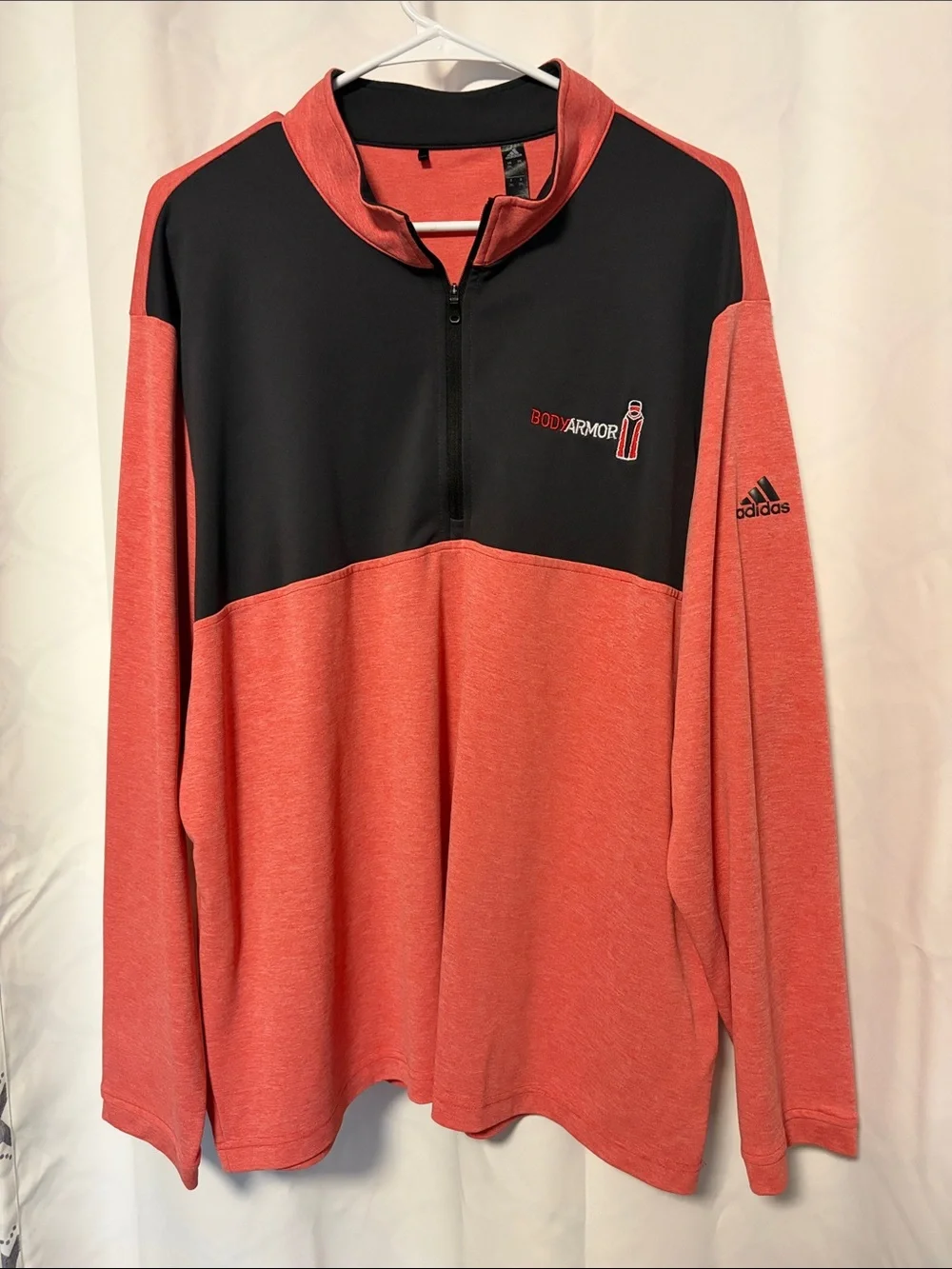 adidas Coral and Black Body Armor Quarter-Zip Pullover